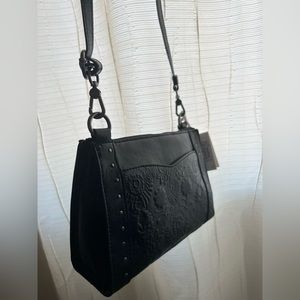 New Black Genuine Leather The Sak Crossbody Bag